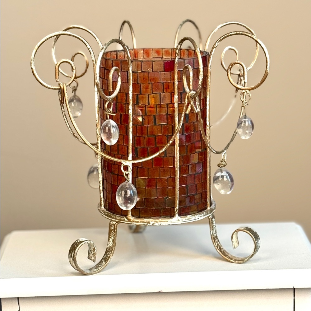 Beautiful and Unique Glass Mosaic Candle Holder!
